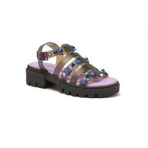 Girl's size 4 Justice Studded Jelly Fisherman Sandals Black NEW
